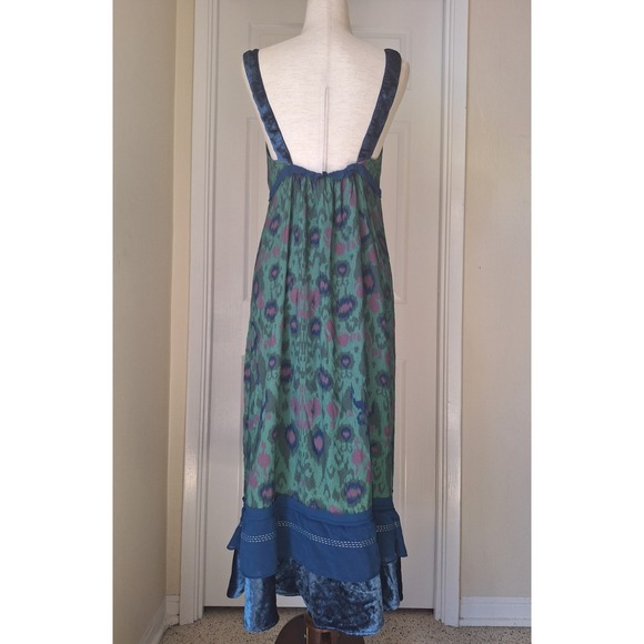 Anthropologie Velvet Trimmed Slip Midi Dress - Picture 10 of 14